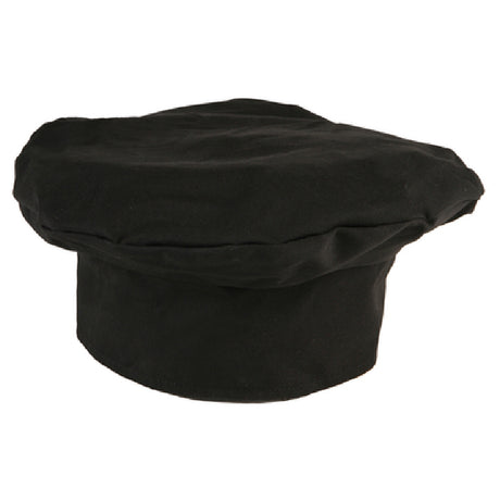 Mercer Culinary M60110BK Millennia® Basic Beret Adjustable Velcro Closure 65/35 Poly/cotton Twill