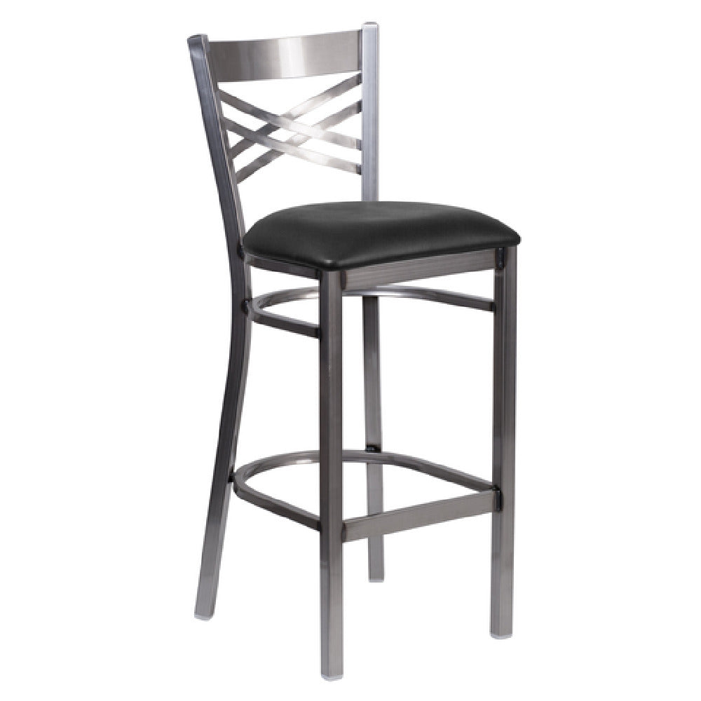 Flash Furniture XU-6F8B-CLR-BAR-BLKV-GG Hercules Series Restaurant Bar Stool Metal X Back With Clear Coat Finish