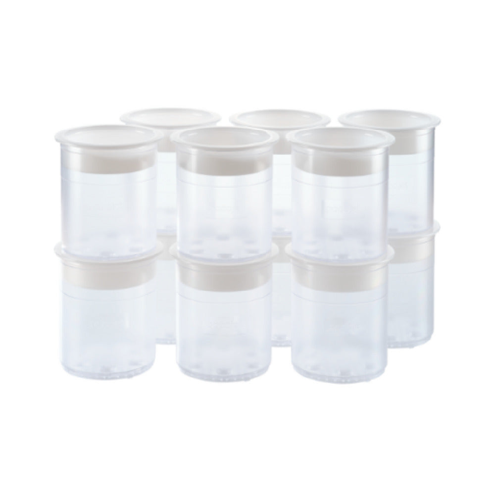 Omcan 46702 (46702) Transparent Synthetic Pacotizing Beaker With Lids Set Of 12