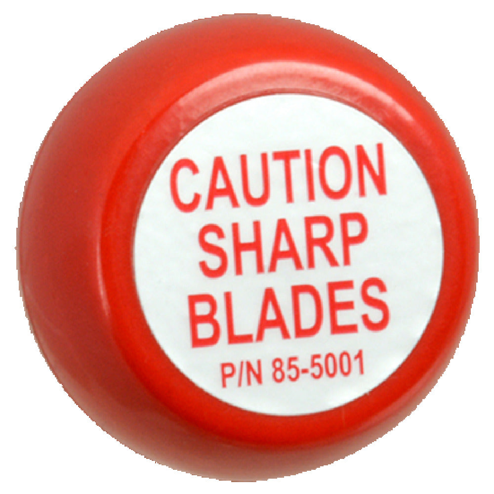 Franklin Machine Products 215-1022 Knob "caution Sharp Blades" Red