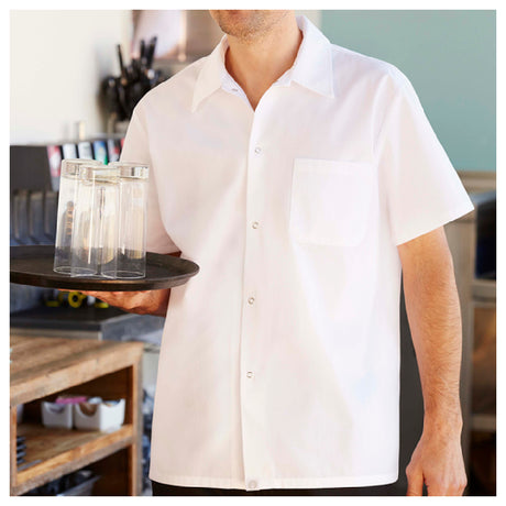 Chef Works SHYK-WHT-M Utility Shirt Short Sleeves Metal Snaps