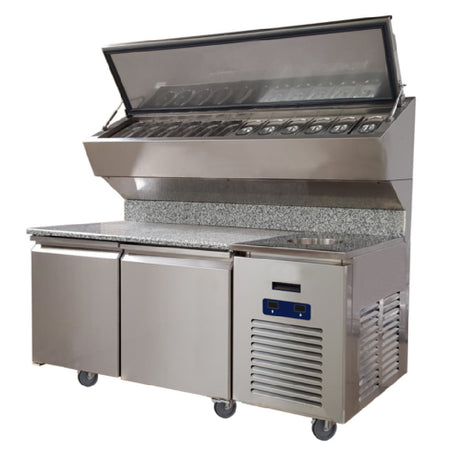 QualServ (Middleby) UCPS572-SS61A - Refrigerated Pizza Prep Table With Cold Wall Sealed Condiment Rail