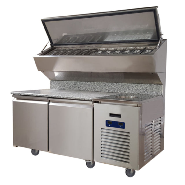 QualServ (Middleby) UCPS572-SS61A - Refrigerated Pizza Prep Table With Cold Wall Sealed Condiment Rail