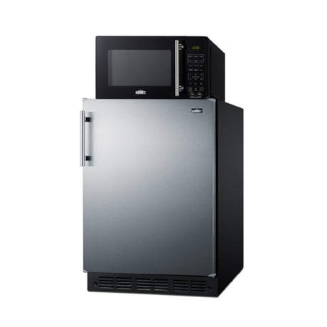 Summit MRF66BK2SSA Combination Refrigerator-freezer/microwave 24"W 5 Cu.ft Refrigerator-freezer