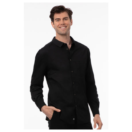 Chef Works SES02-BLK-2XL Men's Seville Shirt Stretch Fabric Snap Front Closure