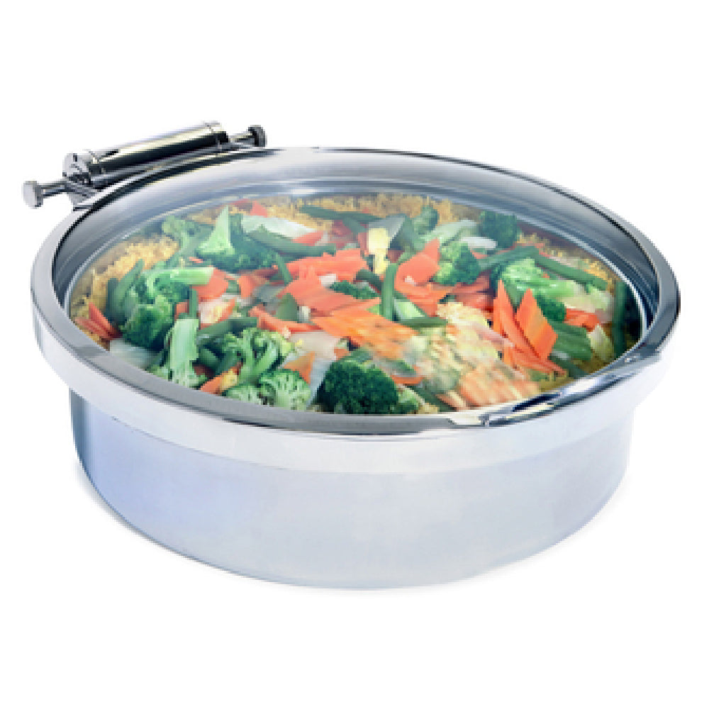 Steelite DW06WGH7SS Round Induction Chafer Full Glass Lid 2.0 Gal 20.0"W X 16.0"D X 6.0"H