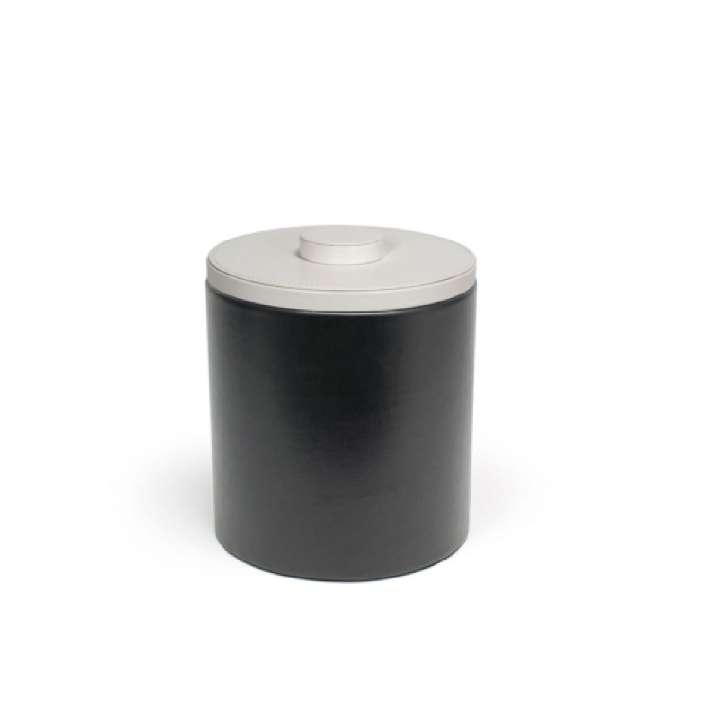 FOH RIB046BKL21 3.5qt Round London Ice Bucket Black With White Lid Includes One RIB017BKL21-BTM 3.5qt Round London Ice Bucket Base Black