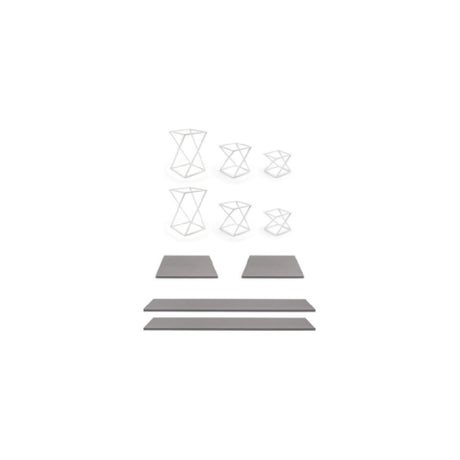 FOH BST049MUM28 Buffet Essentials Bamboo Clear Glass On Natural Includes Two BRI005WHI28 Twist Risers Set Of 3 White