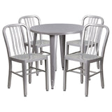 Flash Furniture CH-51090TH-4-18VRT-SIL-GG Table And Chair Set Includes (1) 30" Dia. X 29-1/2"H Table