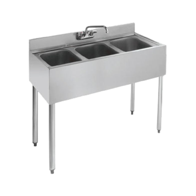 Krowne 18-33 Silver Series Three Compartment Sink 36" W X 18.5" D (3) 10"D X 14"W X 10"H Bowl Size