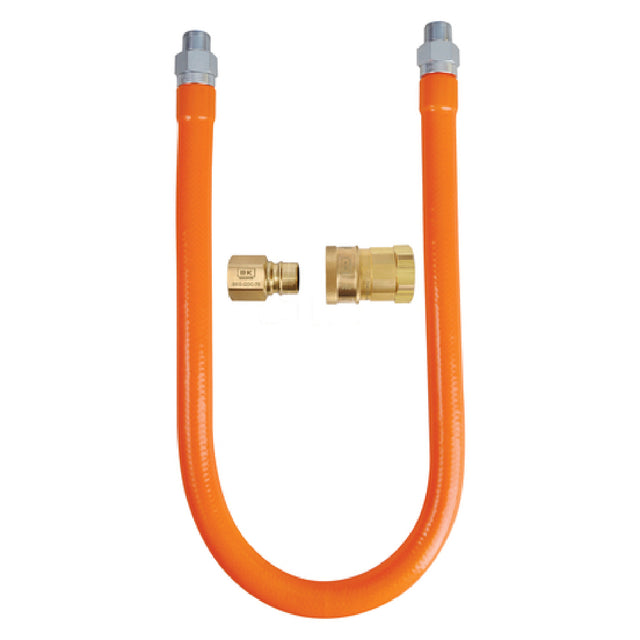 BK Resources BKG-GHC-10024-QD-PT Gas Hose Quick Disconnect Connection Kit Includes 24" Long X 1" I.D. Stainless Steel Hose With Radial Wrap & Protective Translucent Coating