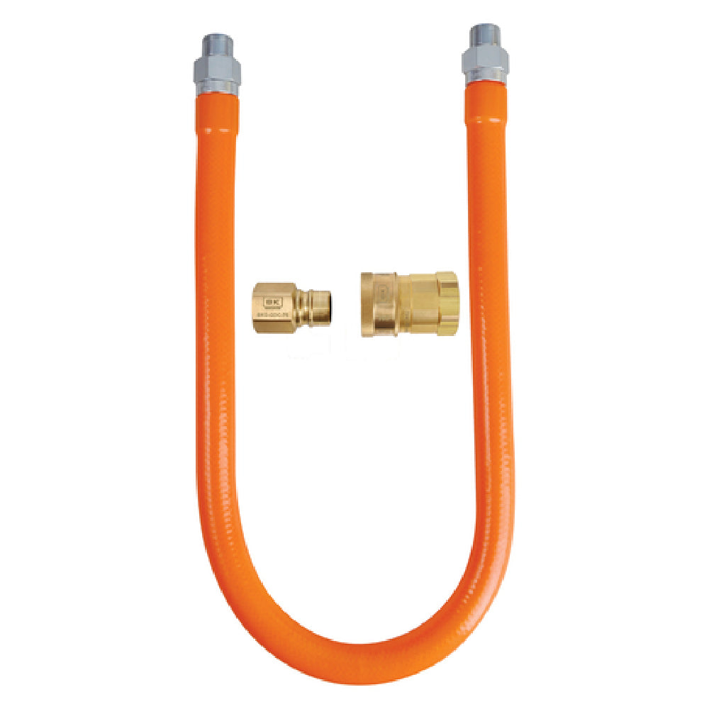 BK Resources BKG-GHC-10048-QD-PT Gas Hose Quick Disconnect Connection Kit Includes 48" Long X 1" I.D. Stainless Steel Hose With Radial Wrap & Protective Translucent Coating