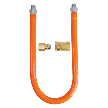 BK Resources BKG-GHC-5060-QD-PT Gas Hose Quick Disconnect Connection Kit Includes 60" Long X 1/2" I.D. Stainless Steel Hose With Radial Wrap & Protective Translucent Coating