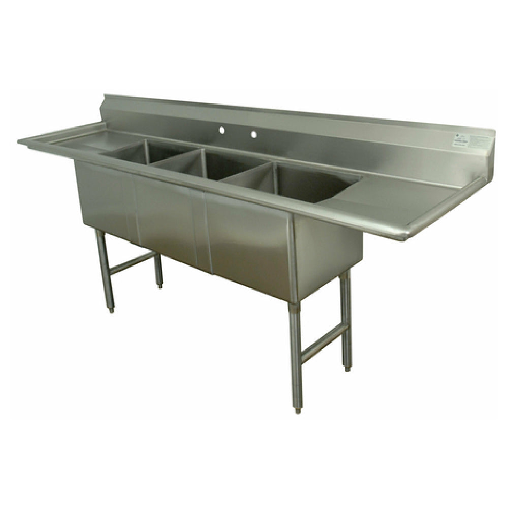 Advance Tabco FC-3-1620-18RL-X Special Value Fabricated Sink 3-compartment 18" Right & Left Drainboards