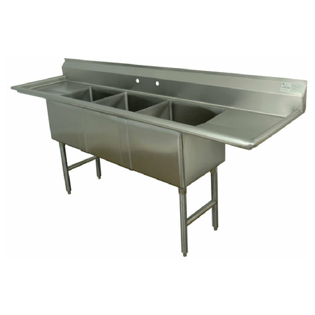 Advance Tabco FC-3-2030-24RL-X Fabricated Sink 3-compartment 24" Right & Left Drainboards