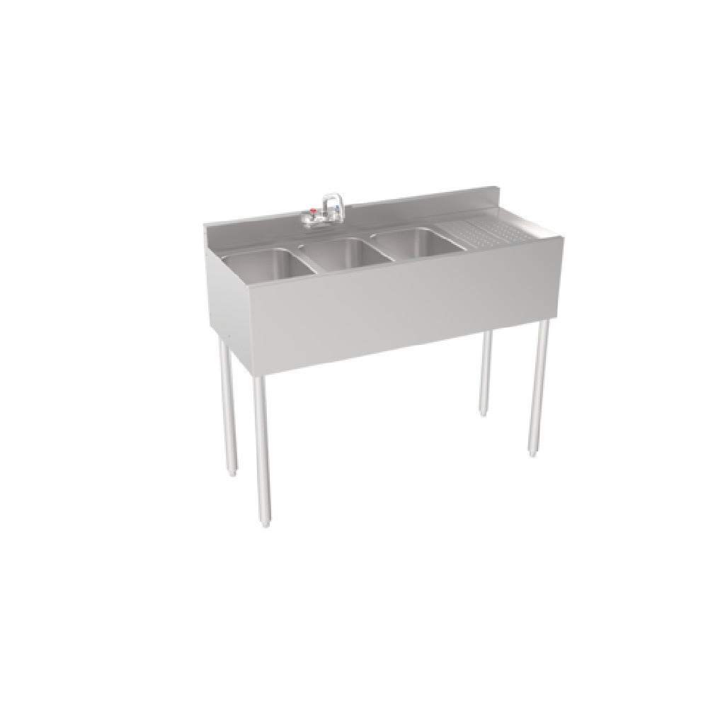 Krowne 18-43L Silver Series Three Compartment Sink With Right Drainboard 48" W X 18.5" D