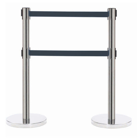 Aarco HC-27BK HC-27BK Form-A-Line™ System Dual Retractable Belt Style Has A Polished Chrome Finish