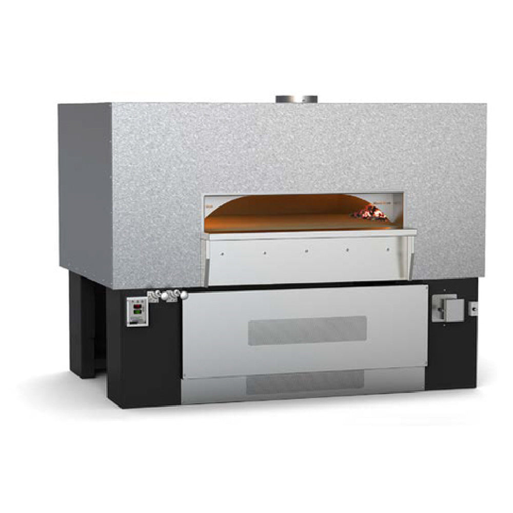 Wood Stone FD-11275RFGRRIRCL Fire Deck Stone Hearth Oven Two Radiant Flames On Right And Coal Burning On Left Side With Infrared Under Floor Burner