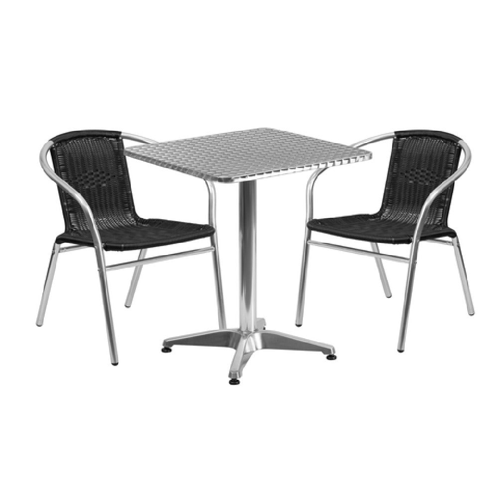 Flash Furniture TLH-ALUM-24SQ-020BKCHR2-GG Table & Chair Set Includes (1) 23-1/2"W X 23-1/2"D X 27-1/2"H Table