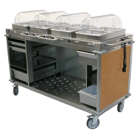 Cadco CBC-HHHH-L1 MobileServ® Mobile Hot Buffet Cart (4) Hot Full Size Buffet Servers