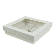 PacknWood KRAYWHCHIC2 - VIP Set, Includes: (1) White Kray Boxes With PET Window Lid - 60oz 7.1 X 7.1 X 2in - 200 Pcs (210KRAYWH195)