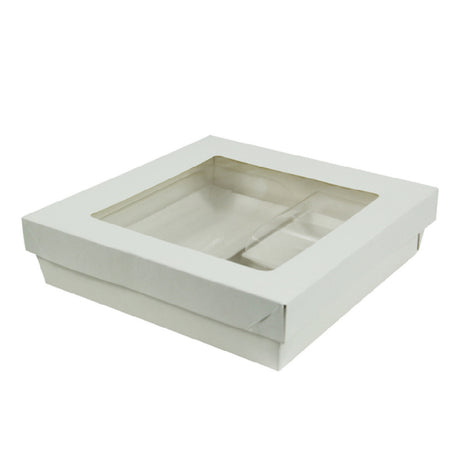PacknWood KRAYWHCHIC2 - VIP Set, Includes: (1) White Kray Boxes With PET Window Lid - 60oz 7.1 X 7.1 X 2in - 200 Pcs (210KRAYWH195)