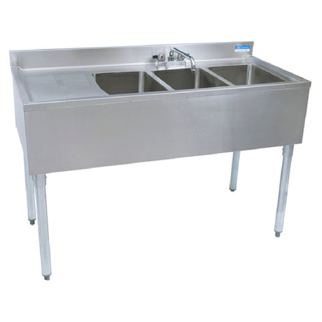 BK Resources UB4-21-348LS Underbar Sink Three Compartment 48”W X 21-1/4"D X 32-1/2"H Overall Size