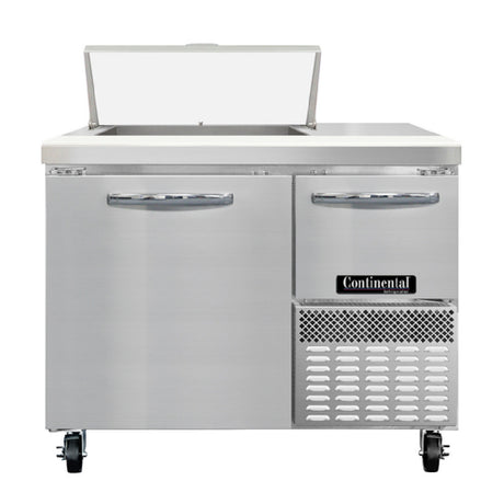 Continental Refrigerator RA43N6 Refrigerated Base Sandwich Unit 43"W 300 Series Stainless Steel Top With (6) 1/6 Size X 4" Deep Pans