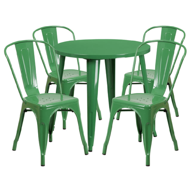 Flash Furniture CH-51090TH-4-18CAFE-GN-GG Table And Chair Set Includes (1) 30" Dia. X 29-1/2"H Table