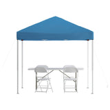 Flash Furniture JJ-GZ88183Z-4LEL3-BLWH-GG Otis Pop-up Canopy Tend And Folding Table With Chairs Set