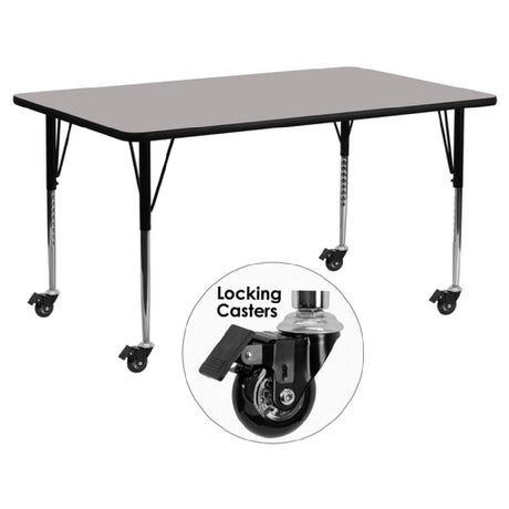 Flash Furniture XU-A3072-REC-GY-H-A-CAS-GG Activity Table 72"W X 30"D X 22-5/8" To 30-1/2" Adjustable Height