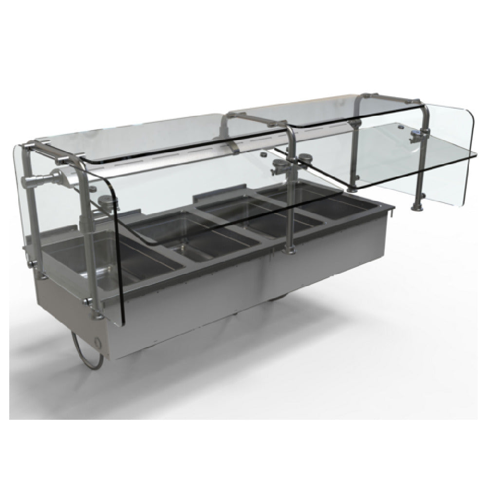 Hatco HWBI-4M-BUNDLE BUNDLE: HOT WELL DROP-IN SNEEZE GUARD AND HEAT LAMP. Drop-In Modular/Ganged Heated Well