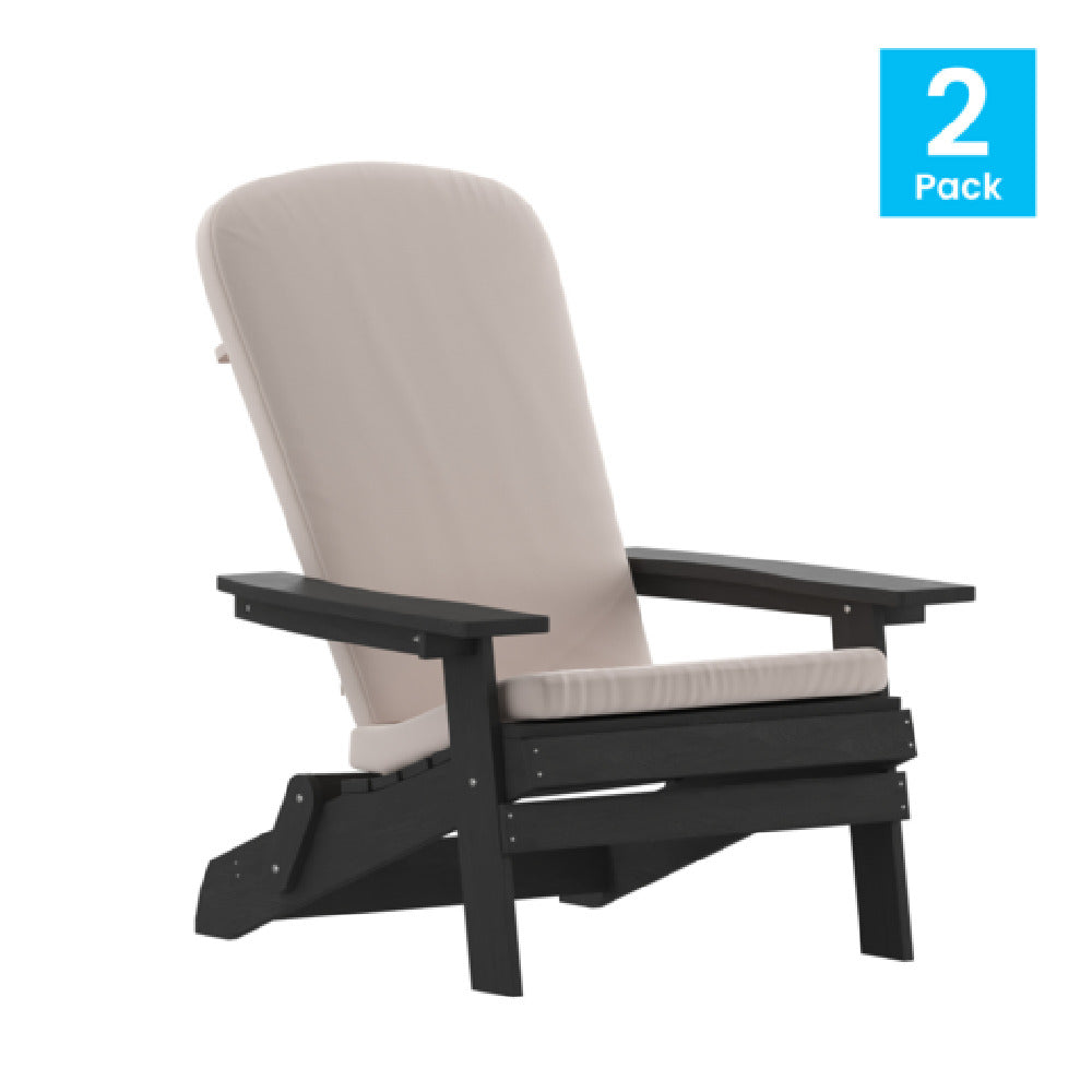 Flash Furniture 2-JJ-C14505-CSNCR-BLK-GG Charlestown Folding Adirondack Chair All-weather Poly Resin Wood