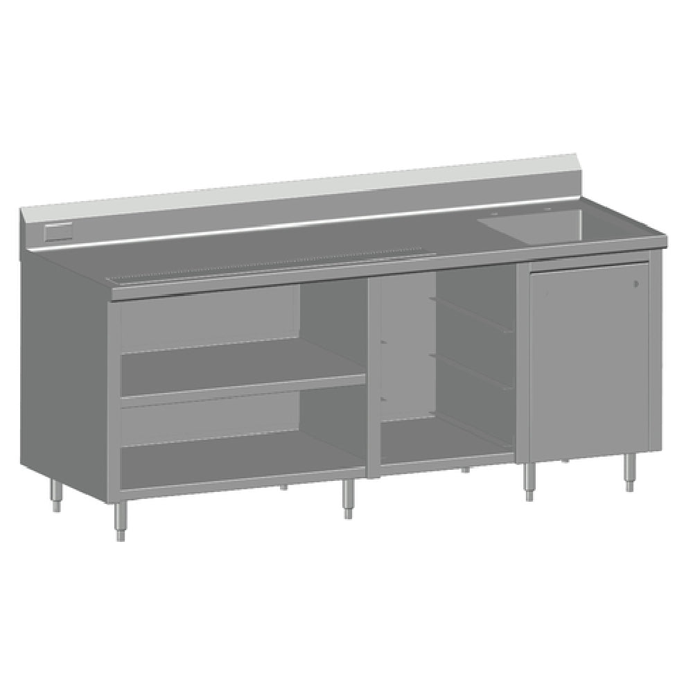 SPG BCRS-84R - Universal Stainless Beverage Counter, With Rack Slides, 84" Long