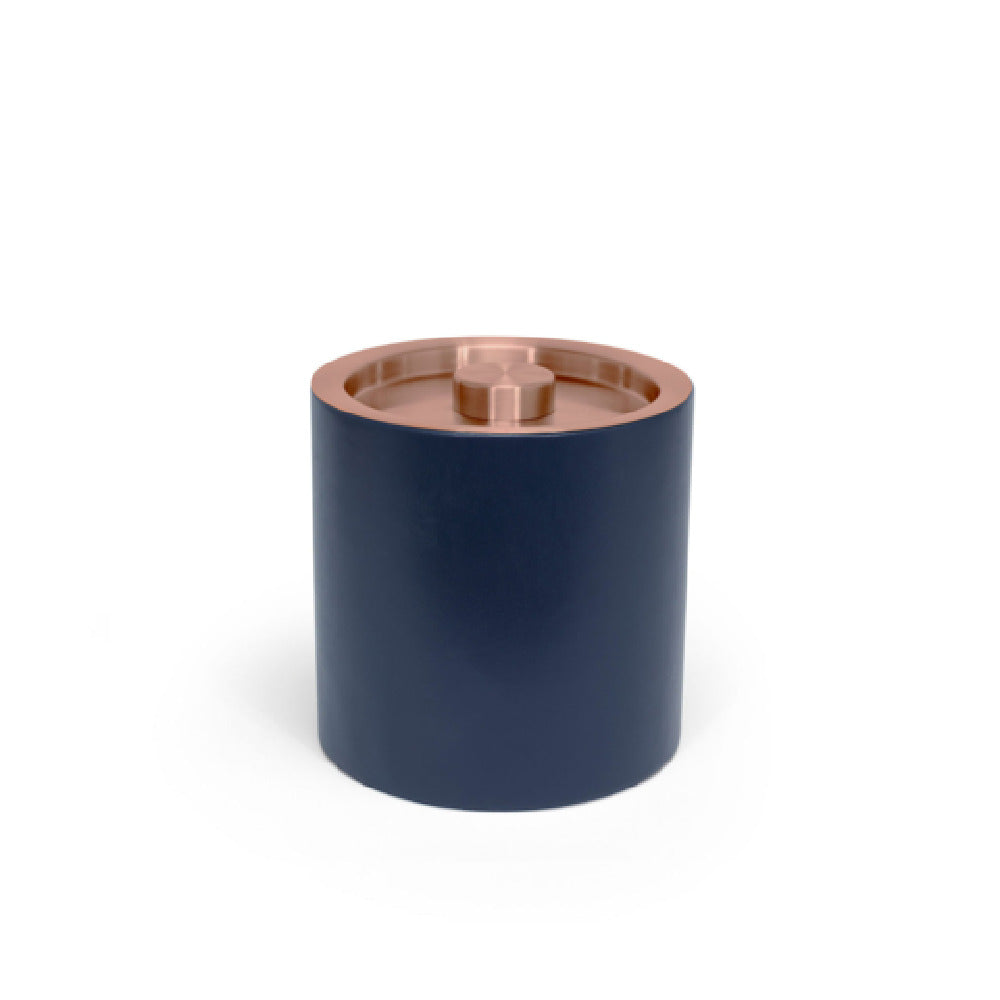FOH RIB074BLL21 3.5qt Round London Ice Bucket Navy With Rose Gold Lid Includes One RIB017BLL21-BTM 3.5qt Round London Ice Bucket Base Navy