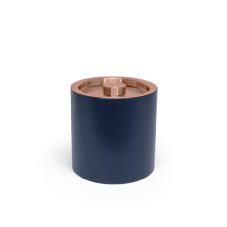 FOH RIB074BLL21 3.5qt Round London Ice Bucket Navy With Rose Gold Lid Includes One RIB017BLL21-BTM 3.5qt Round London Ice Bucket Base Navy