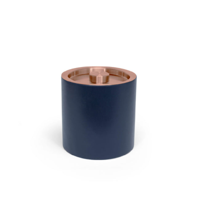 FOH RIB074BLL21 3.5qt Round London Ice Bucket Navy With Rose Gold Lid Includes One RIB017BLL21-BTM 3.5qt Round London Ice Bucket Base Navy