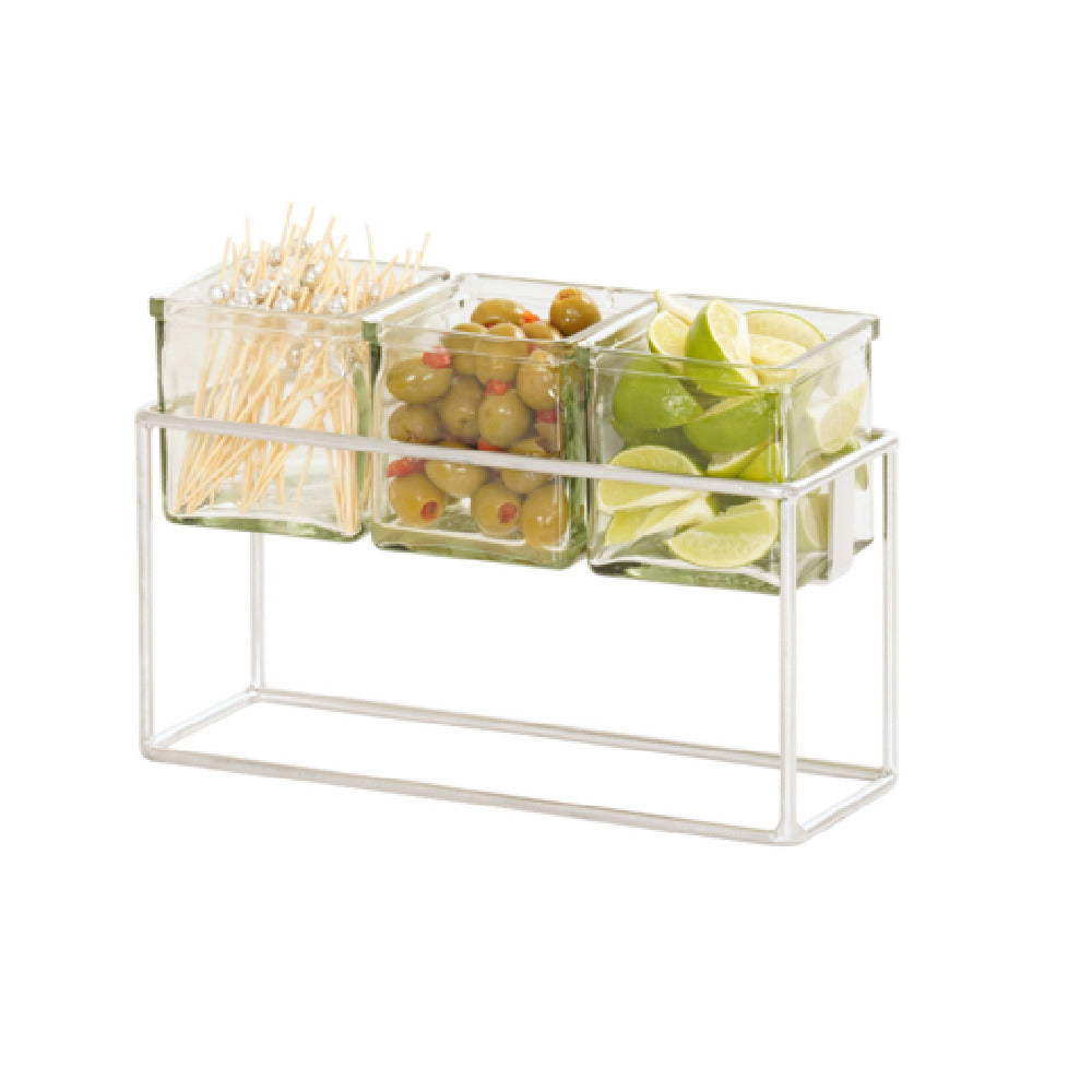 Cal Mil 23747-6-49 3 Jar Holder 12.5"W X 4.5"D X 6"H Chrome-plated Wire