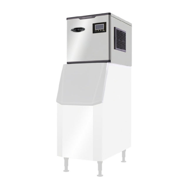 Serv-Ware SWM22-350H - Serv-Ware Ice Machine - 350 Lb Production - 22" Wide - Dimensions: 22.05"W X 23.39"D X 22.27"H - Modular Head - Half Cube - LED Lighting - Exterior Material: Stainless Steel - Interior Material: Stainless Steel - R290 Refrigerant - BTU/H: 2661 - Defrosting: Automatic Operation - 1/4 HP - 115v/60/1-ph