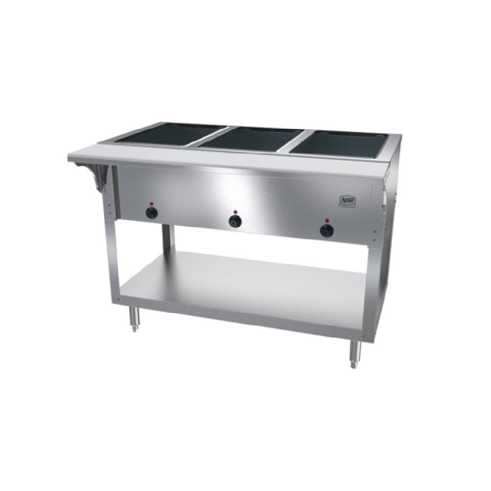 NBR Equipment HT-3SW-240 Hot Food Table Electric (3) 12" X 20" Seal Wells With Individual Drain Valves Individual Infinite Controls With Indicator Lights