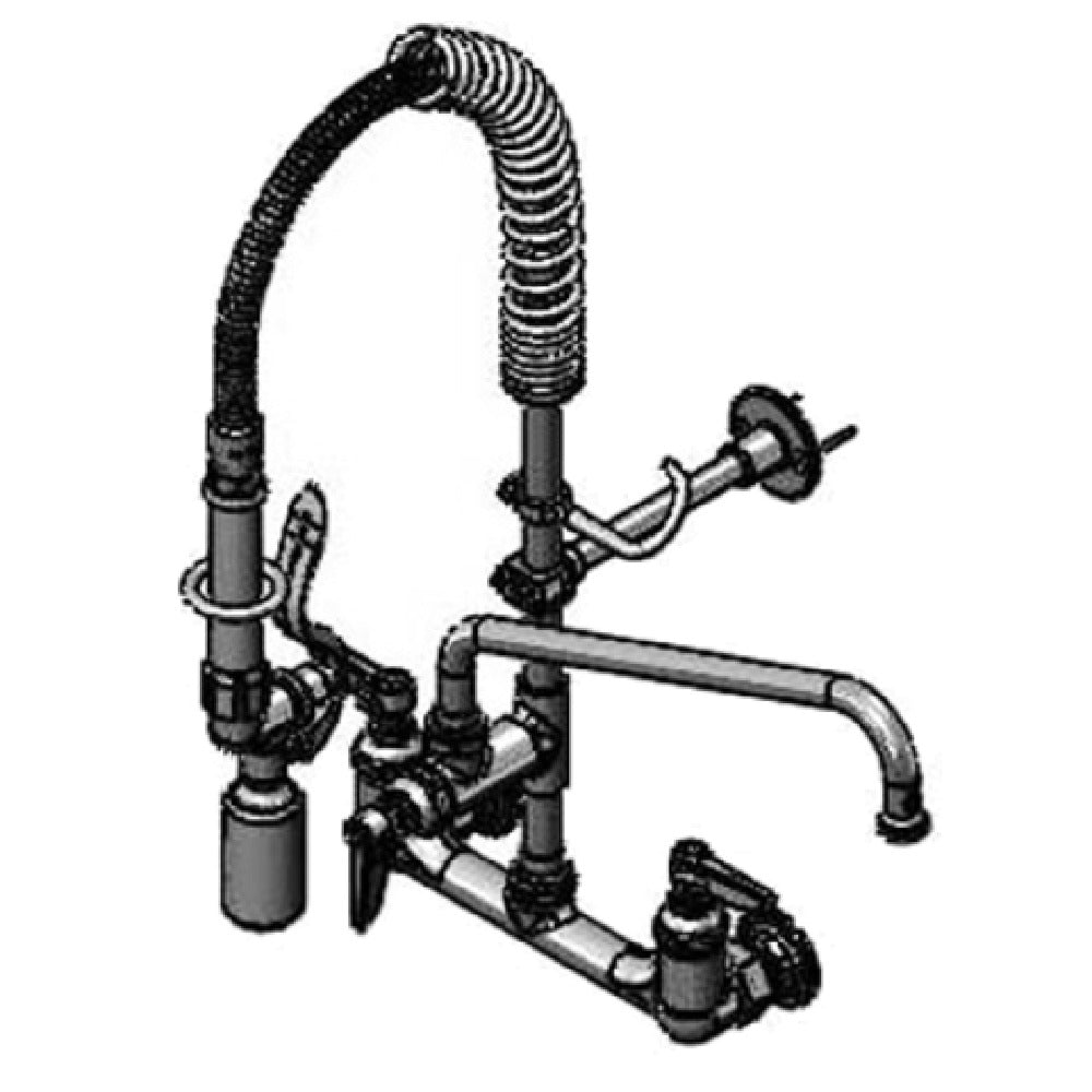 T&S Brass MPY-8WLN-12-CR EasyInstall Mini Pre-Rinse Unit 8" Wall Mount 12" Add-on Swing Nozzle