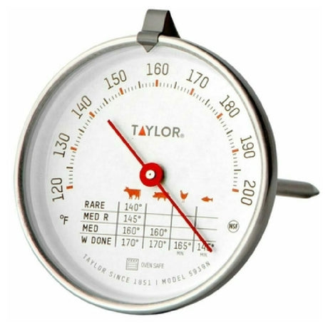 Taylor 5939N Meat Thermometer 3" Dial Display Glass Lens