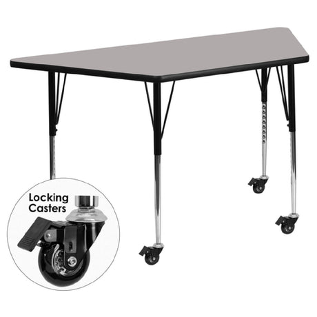 Flash Furniture XU-A3060-TRAP-GY-H-A-CAS-GG Activity Table 57-1/2"W X 26-1/4"D X 22-3/8" To 30-1/2" Adjustable Height