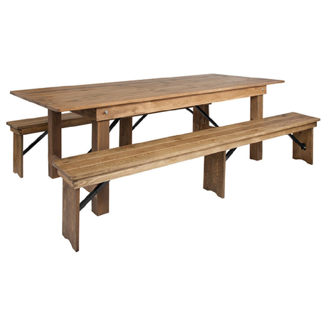 Flash Furniture XA-FARM-4-GG Hercules Series Folding Farm Table Set Antique Rustic Design