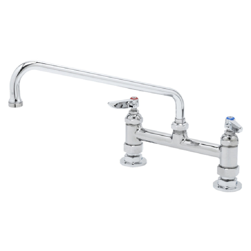 T&S Brass B-2280-CR Swivel Sink & Double Pantry Faucet 8" Deck Mount 12" Swing Nozzle With Stream Regulator Outlet