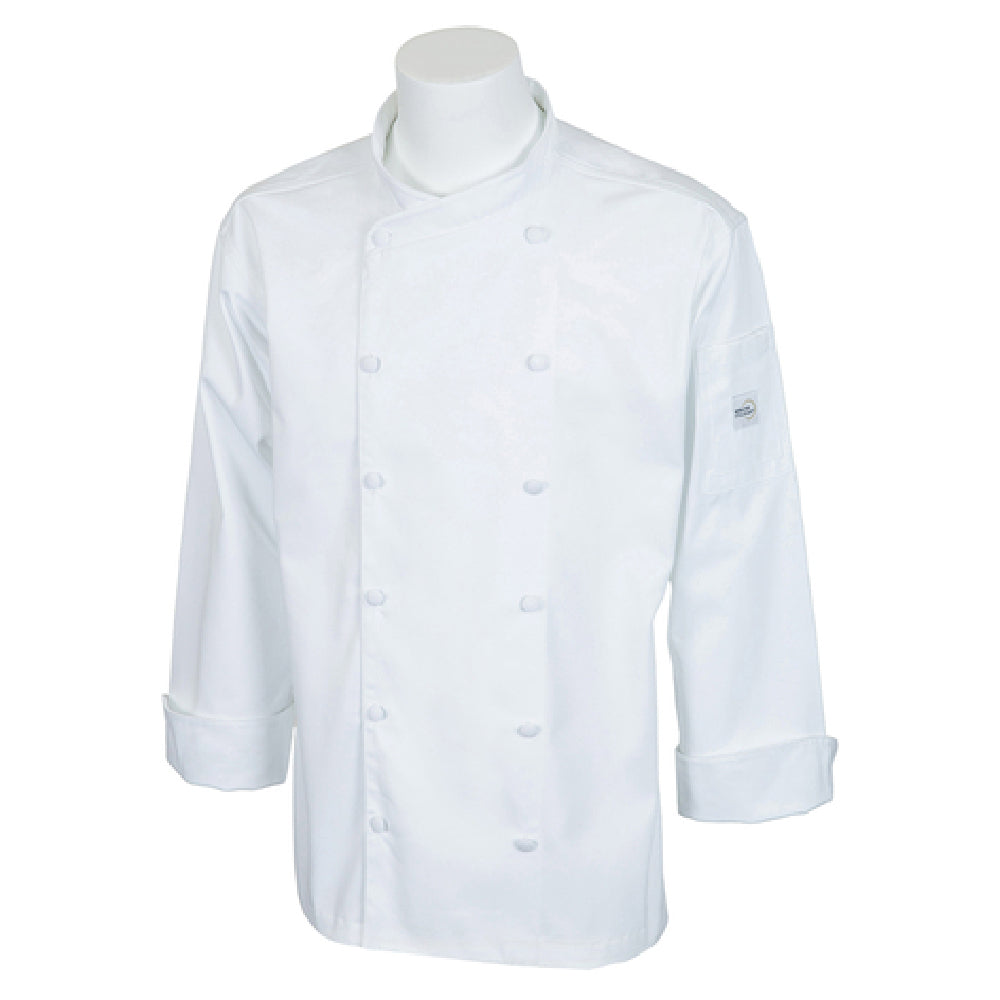 Mercer Culinary M62010WH3X Renaissance Men's Jacket (12) Cloth Covered Buttons Scoop Neck