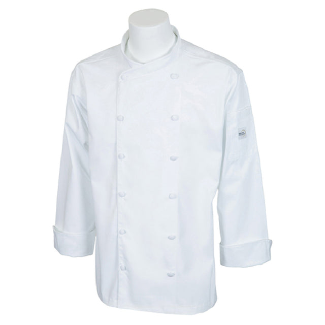 Mercer Culinary M62010WH7X Renaissance Men's Jacket (12) Cloth Covered Buttons Scoop Neck