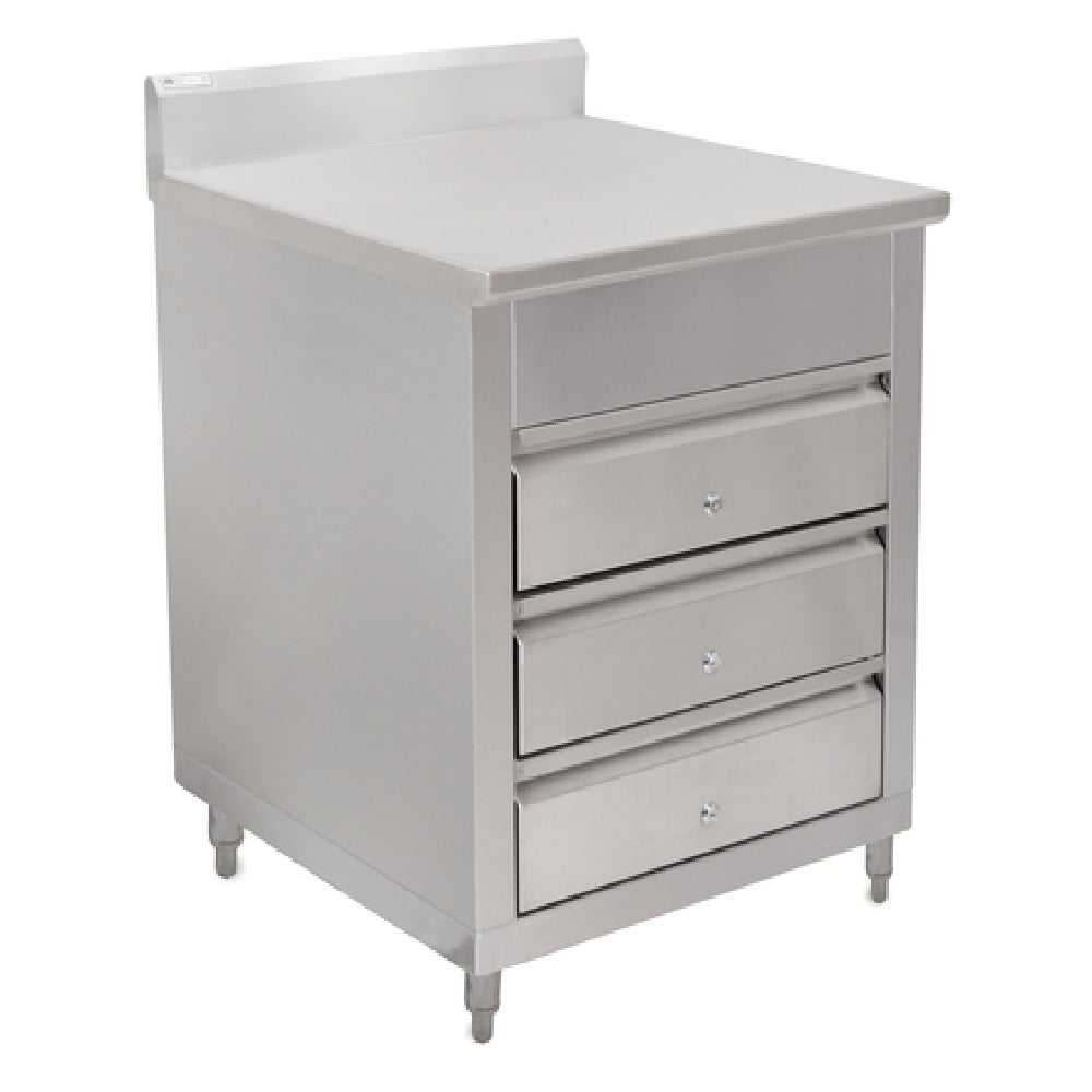 John Boos 4CD4R5-3030 Drawer Cabinet 29-1/2"W X 30"D X 35-3/4"H 14/300 Stainless Steel Top With 5"H Backsplash