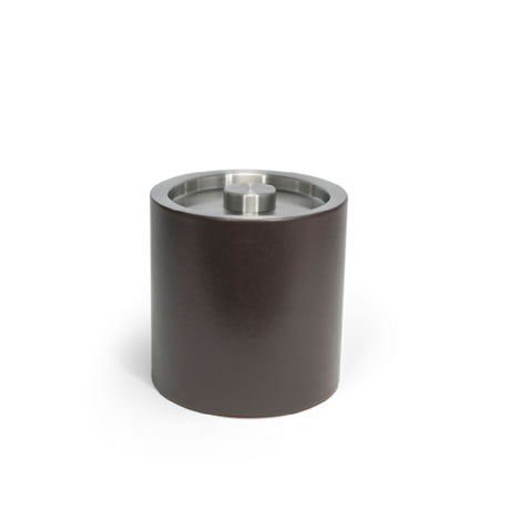 FOH RIB027BRL21 3.5qt Round London Ice Bucket Brown With Matte Black Lid Includes One RIB017BRL21-BTM 3.5qt Round London Ice Bucket Base Brown