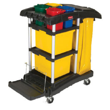 Rubbermaid FG9T7400BLA - Hygen™ Microfiber Cleaning Cart, 48-1/4"L X 22"W X 44"H